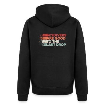 Funny Skydiver Quote: Perfect Gift! - Unisex Premium Organic Zip Hoodie - black - Back - Nico (187cm)