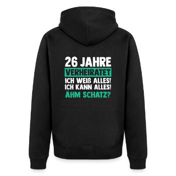 Ehe Jadehochzeit 26 Jahre Verheiratet Hochzeitstag - Unisex Premium Bio Zip Hoodie - Schwarz - Hinten - Nico (187cm)