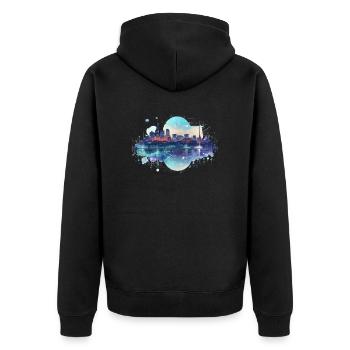 Digital City - Unisex Premium Bio Zip Hoodie - Schwarz - Hinten - Nico (187cm)