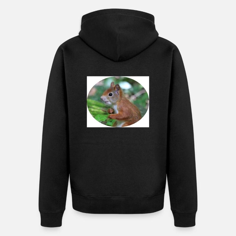 Eichhörnchen, Isibat - Unisex Premium Bio Zip Hoodie - Schwarz
