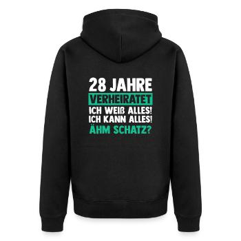 Ehe Nelkenhochzeit 28 Jahre Verheiratet Hochzeitst - Unisex Premium Bio Zip Hoodie - Schwarz - Hinten - Nico (187cm)