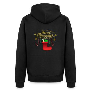 Merry Christmas - Unisex Premium Organic Zip Hoodie - black - Back - Nico (187cm)