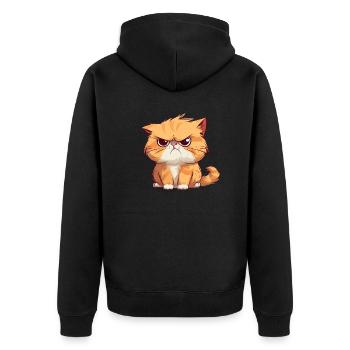 Grumpy but cute orange cat - Unisex Premium Organic Zip Hoodie - black - Back - Nico (187cm)
