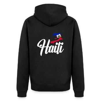 Haiti Haitian Flag Ayiti Haitian I Gift - Unisex Premium Organic Zip Hoodie - black - Back - Nico (187cm)
