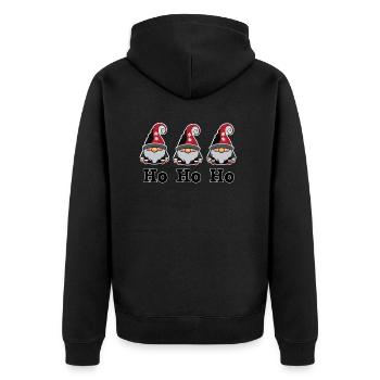 Wichtel_HoHoHo - Unisex Premium Bio Zip Hoodie - Schwarz - Hinten - Nico (187cm)