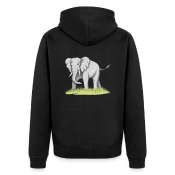Elefant - Unisex Premium Bio Zip Hoodie - Schwarz - Hinten - Nico (187cm)