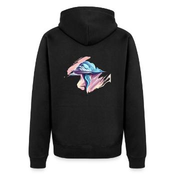 Chrom Wolken - Unisex Premium Bio Zip Hoodie - Schwarz - Hinten - Nico (187cm)
