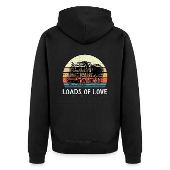 Müllwagen Liebe Müllabfuhr Kind Junge I Geschenk - Unisex Premium Bio Zip Hoodie - Schwarz - Hinten - Nico (187cm)