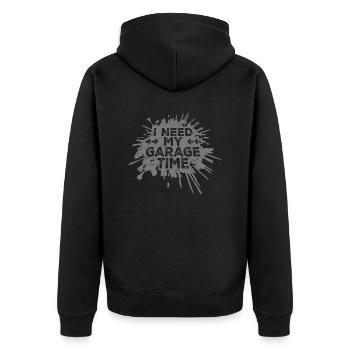 I Need My Garage Time Lustiger Mechaniker Spruch - Unisex Premium Bio Zip Hoodie - Schwarz - Hinten - Nico (187cm)