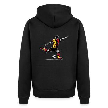 Fussball Belgien - Unisex Premium Bio Zip Hoodie - Schwarz - Hinten - Nico (187cm)