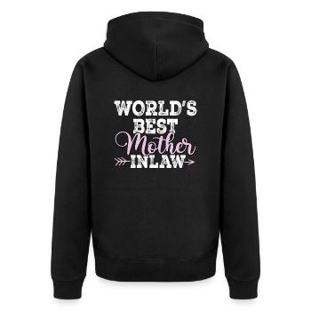 World s best mother in law - Unisex Premium Organic Zip Hoodie - black - Back - Nico (187cm)