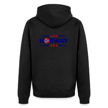 norway - Unisex Premium Bio Zip Hoodie - Schwarz - Hinten - Nico (187cm)