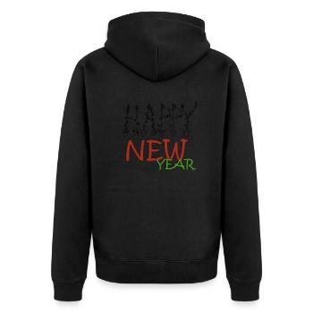 HAPPY new year - Unisex Premium Bio Zip Hoodie - Schwarz - Hinten - Nico (187cm)