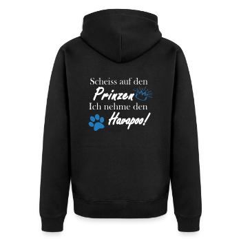 Prinzen Havapoo I Havaneser Pudel Mix - Unisex Premium Bio Zip Hoodie - Schwarz - Hinten - Nico (187cm)