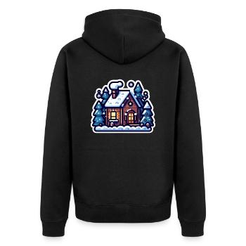 Cabane d’hiver confortable : Illustration de vacances festives - Veste à capuche bio Premium Unisexe - noir - Dos - Nico (187cm)