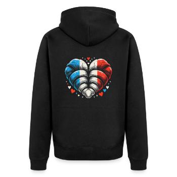 Französische Croissant Kunst - Lustiges Geschenk - Unisex Premium Bio Zip Hoodie - Schwarz - Hinten - Nico (187cm)