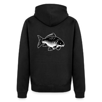 Karpfen schwarz-weiß - Unisex Premium Bio Zip Hoodie - Schwarz - Hinten - Nico (187cm)