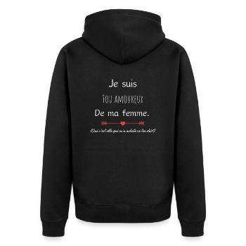 je suis fou amoureux de ma femme - Veste à capuche bio Premium Unisexe - noir - Dos - Nico (187cm)