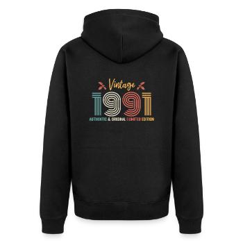 Geburtstag 1991 Geburtstag Jahrgang 1991 Retro - Unisex Premium Bio Zip Hoodie - Schwarz - Hinten - Nico (187cm)