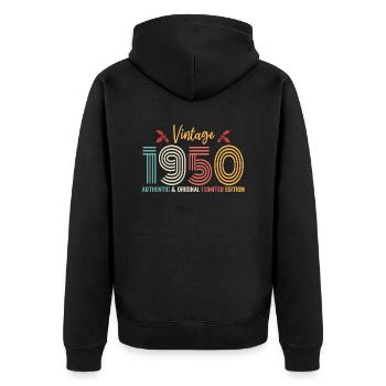 1950 Geburtstag Retro 1950 Geburtstag - Unisex Premium Bio Zip Hoodie - Schwarz - Hinten - Nico (187cm)