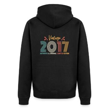 Birthday 2017 Birthday Born in 2017 Retro - Unisex Premium Organic Zip Hoodie - black - Back - Nico (187cm)