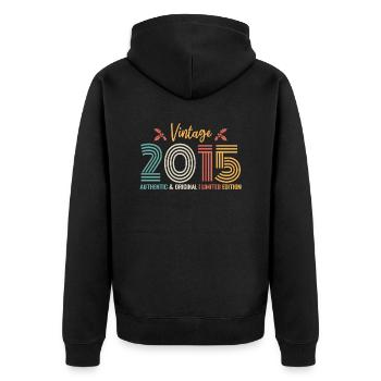 Birthday 2015 Birthday Born in 2015 Retro - Unisex Premium Organic Zip Hoodie - black - Back - Nico (187cm)