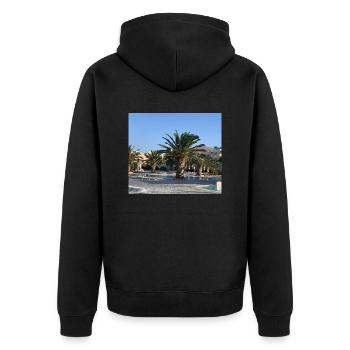 Palme - Unisex Premium Bio Zip Hoodie - Schwarz - Hinten - Nico (187cm)