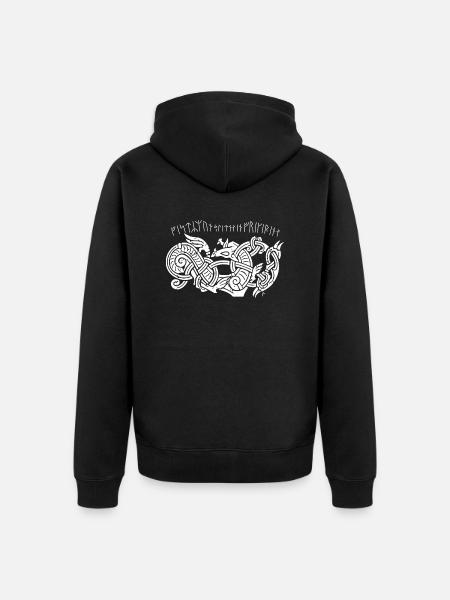 Odin Geri et Freki - Veste à capuche bio Premium Unisexe - noir