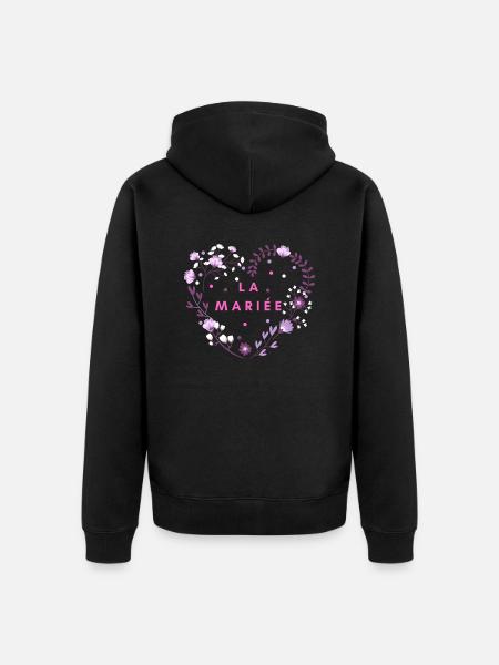 Das Blumenherz der Braut - Unisex Premium Bio Zip Hoodie - Schwarz
