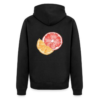 fruit - Unisex Premium Organic Zip Hoodie - black - Back - Nico (187cm)