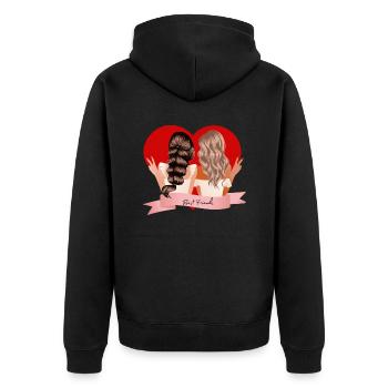 Beste Freunde - Unisex Premium Bio Zip Hoodie - Schwarz - Hinten - Nico (187cm)