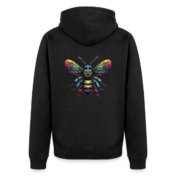 Biene - Unisex Premium Bio Zip Hoodie - Schwarz - Hinten - Nico (187cm)