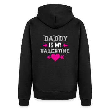 Papa ist mein Valentinstag - Unisex Premium Bio Zip Hoodie - Schwarz - Hinten - Nico (187cm)