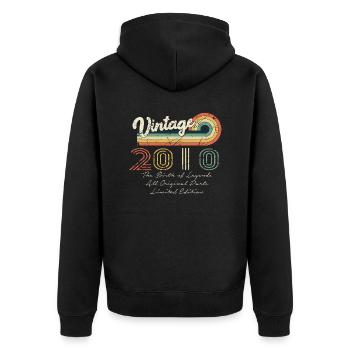 Awesome Since 2010 Anniversary 2010 Vintage 201 - Unisex Premium Organic Zip Hoodie - black - Back - Nico (187cm)