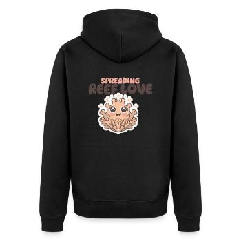 spreading reef love - Unisex Premium Organic Zip Hoodie - black - Back - Nico (187cm)