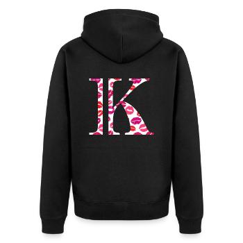 Buchstabe k Küsse - Unisex Premium Bio Zip Hoodie - Schwarz - Hinten - Nico (187cm)