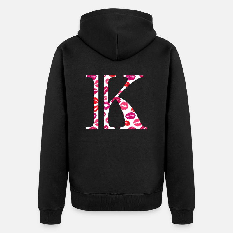 Lettre k bisous - Veste à capuche bio Premium Unisexe - noir