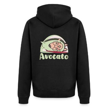 Lol cooler pun Avocado Cartoon Avocato Katzen - Unisex Premium Bio Zip Hoodie - Schwarz - Hinten - Nico (187cm)