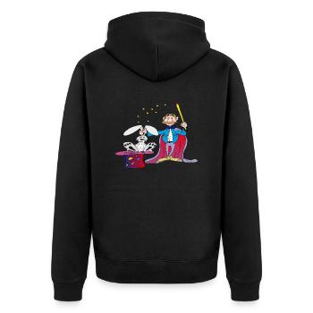 Der Zauberer zieht das Kaninchen aus dem Hut - Unisex Premium Bio Zip Hoodie - Schwarz - Hinten - Nico (187cm)