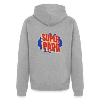 Super Dad - Unisex Premium Organic Zip Hoodie - heather grey - Back - Nico (187cm)