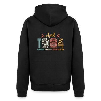 April 1984 Birthday April 1984 Retro - Unisex Premium Organic Zip Hoodie - black - Back - Nico (187cm)