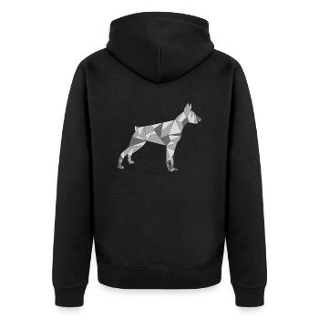 GEOMETRIC DOBERMAN - Unisex Premium Organic Zip Hoodie - black - Back - Nico (187cm)