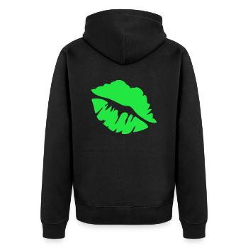 des années 90 fête à thème embrasser les lèvres - Veste à capuche bio Premium Unisexe - noir - Dos - Nico (187cm)