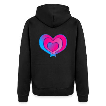 Liebe ist bunt - Unisex Premium Bio Zip Hoodie - Schwarz - Hinten - Nico (187cm)