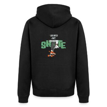 Skateboard - Unisex Premium Bio Zip Hoodie - Schwarz - Hinten - Nico (187cm)