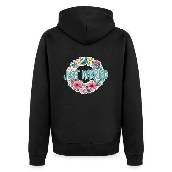 just married - pour mariage - Veste à capuche bio Premium Unisexe - noir - Dos - Nico (187cm)