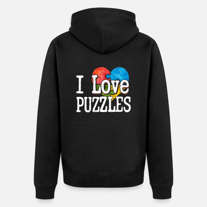 J’aime les puzzles pièce puzzle - Veste à capuche bio Premium Unisexe - noir