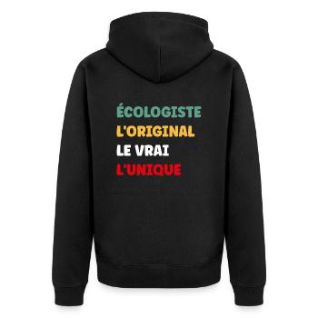 Humour écologiste - Veste à capuche bio Premium Unisexe - noir - Dos - Nico (187cm)