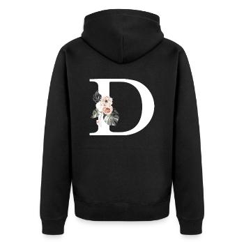 Tropical Floral Letter D - Unisex Premium Organic Zip Hoodie - black - Back - Nico (187cm)