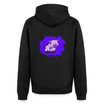kuh klecks - Unisex Premium Bio Zip Hoodie - Schwarz - Hinten - Nico (187cm)